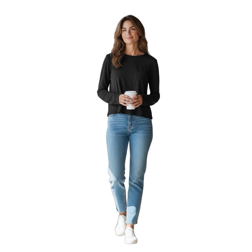 T by Alexander Wang Black‎ Long Sleeve Pocket Tee Top Women's Size L